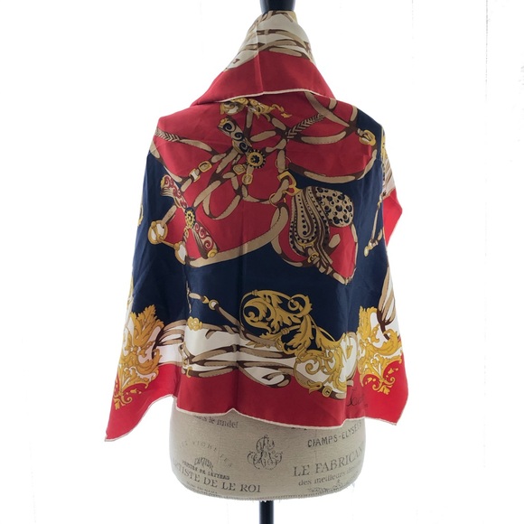 Vintage Silk Red Scarf - Picture 4 of 10